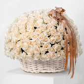 365 White Roses Basket