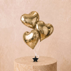 3 Gold Heart Balloon Set