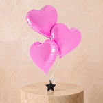 3 Pink Heart Balloon Set – NOTE:* Available for delivery only when added to a flower order. ** Balloon in the photo …