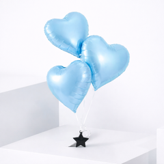 3 Light Blue Heart Balloon Set
