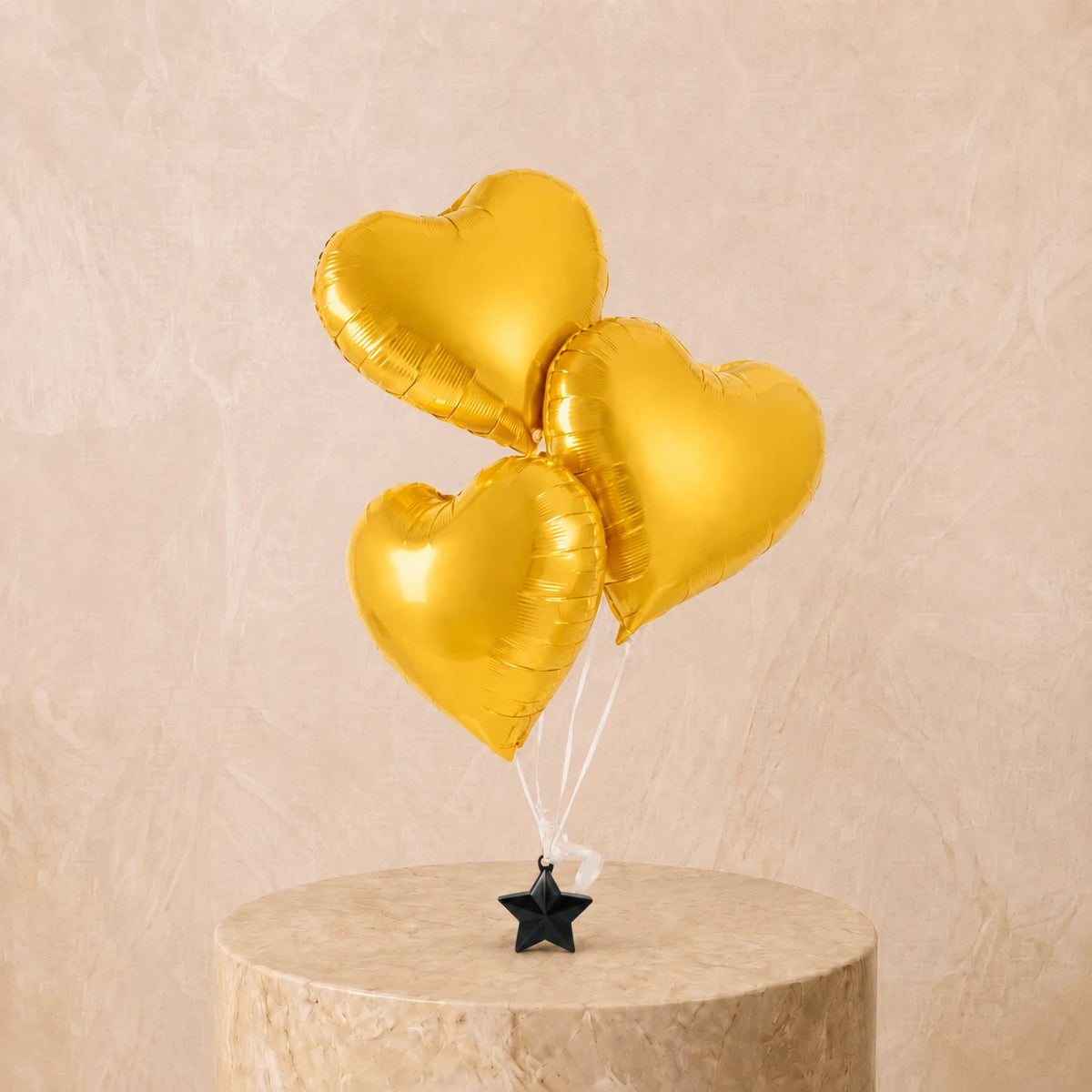 3 Gold Heart Balloon Set