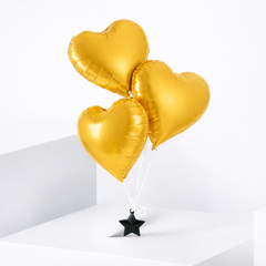 3 Gold Heart Balloon Set