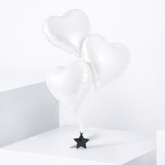 3 White Heart Balloon Set