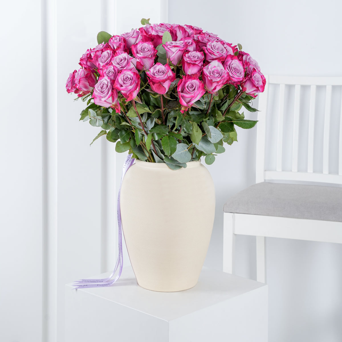 50 Purple Roses - Vase | Free Same-Day Delivery to all Emirates ...