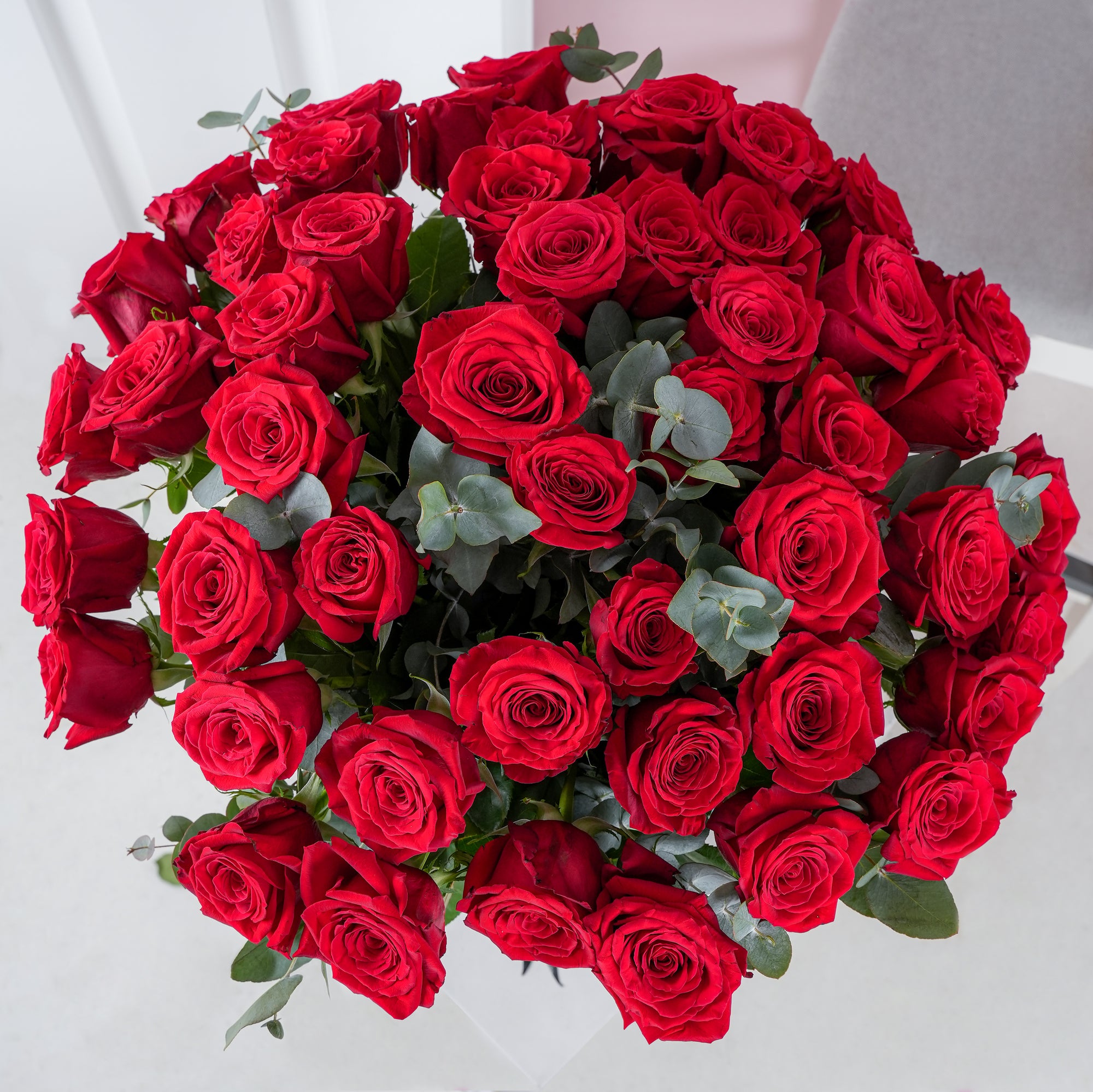 50 Red Roses - Vase | Free Same-Day Delivery to all Emirates - Flowers.ae