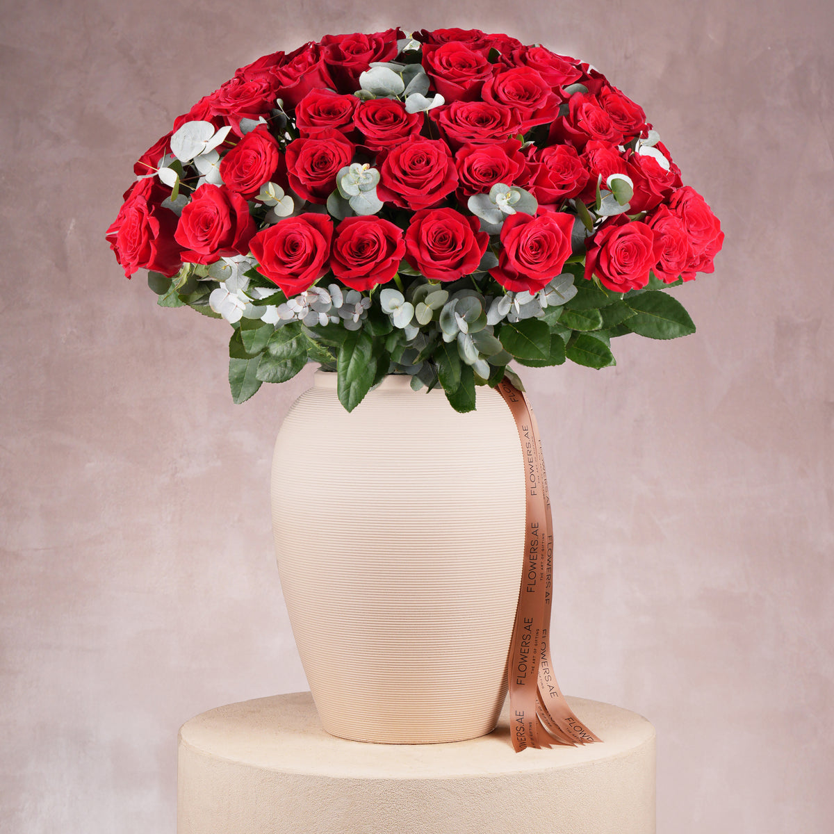50 Red Roses - Vase | Free Same-Day Delivery to all Emirates - Flowers.ae