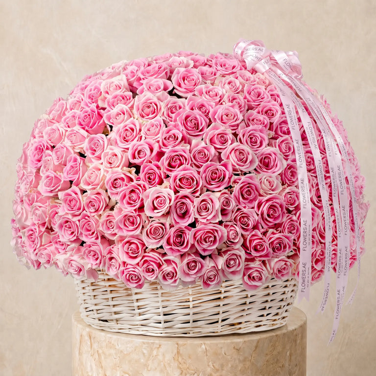 500 Pink Roses Basket