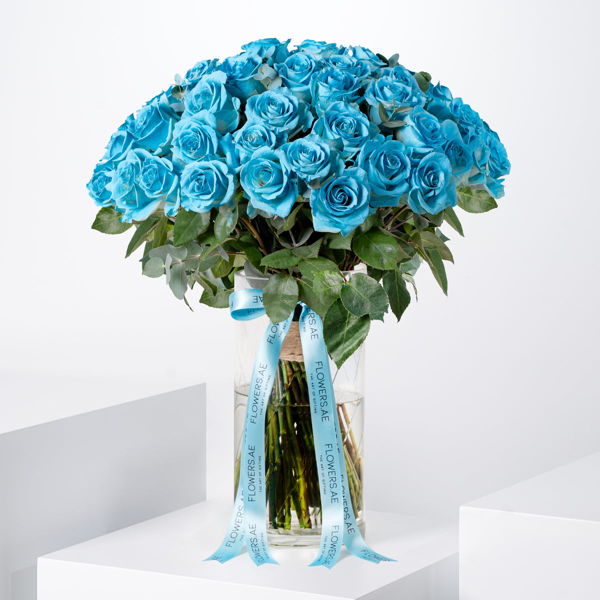 50 Tiffany Blue Roses Vase