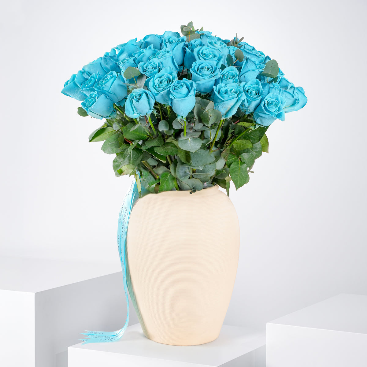 50 Tiffany Blue Roses Vase