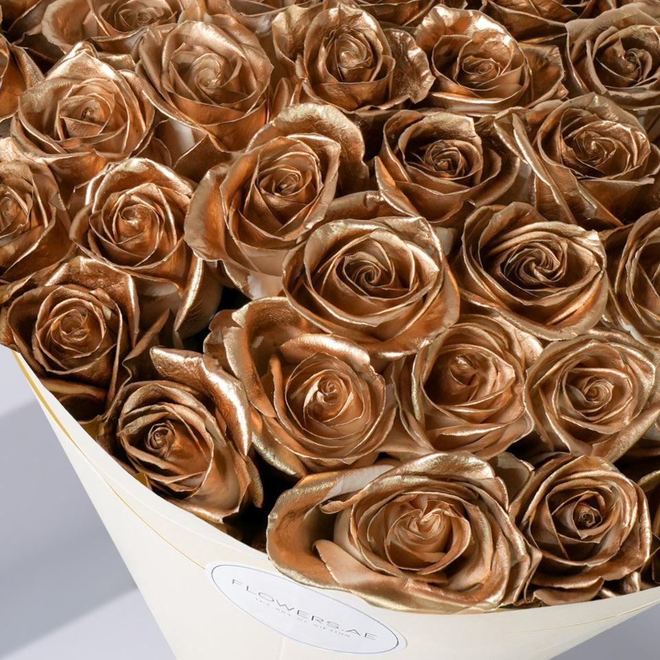 Current Roses Gold 50 Gold Roses Bouquet Dubai & UAE | Flowers.ae