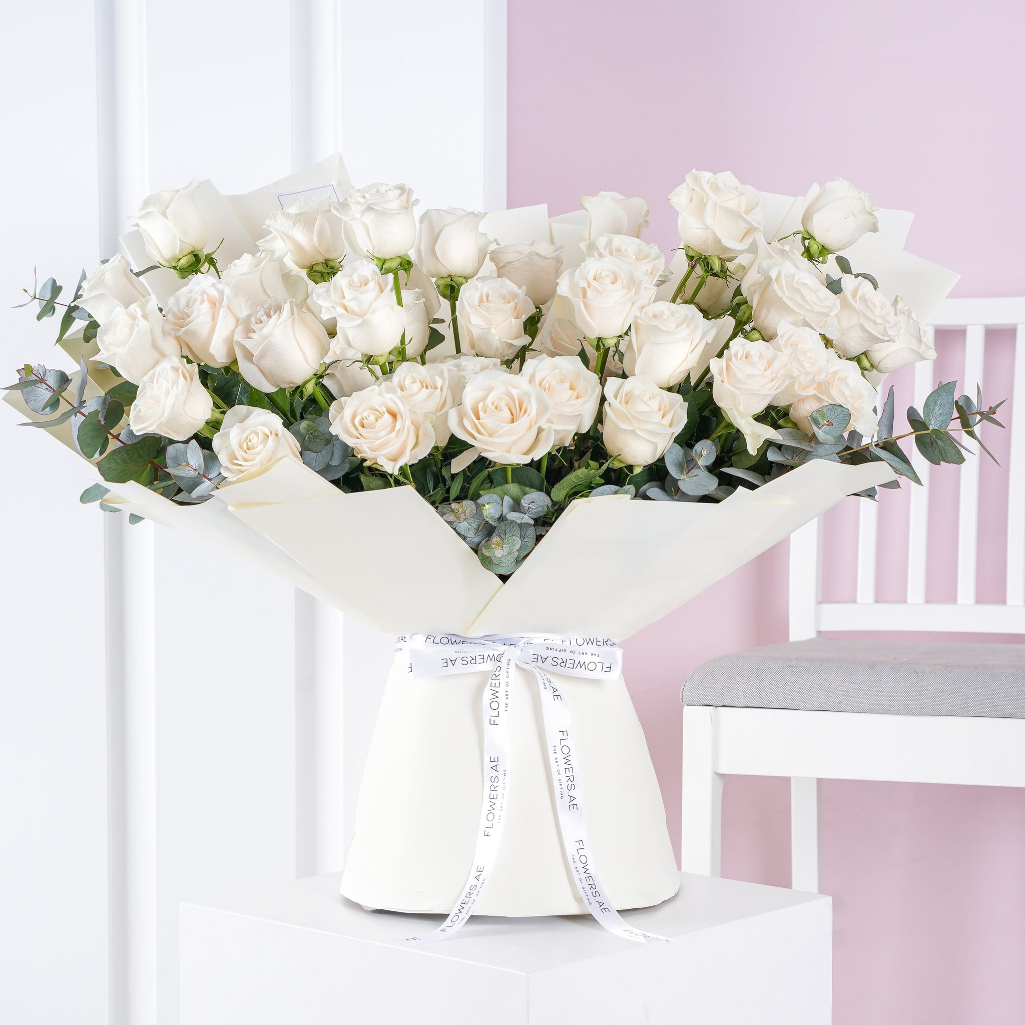 50 White Roses - Flowers.ae