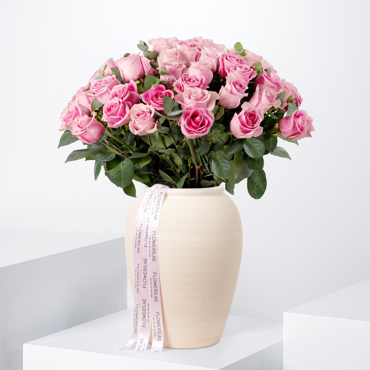 50 Pink Roses Vase