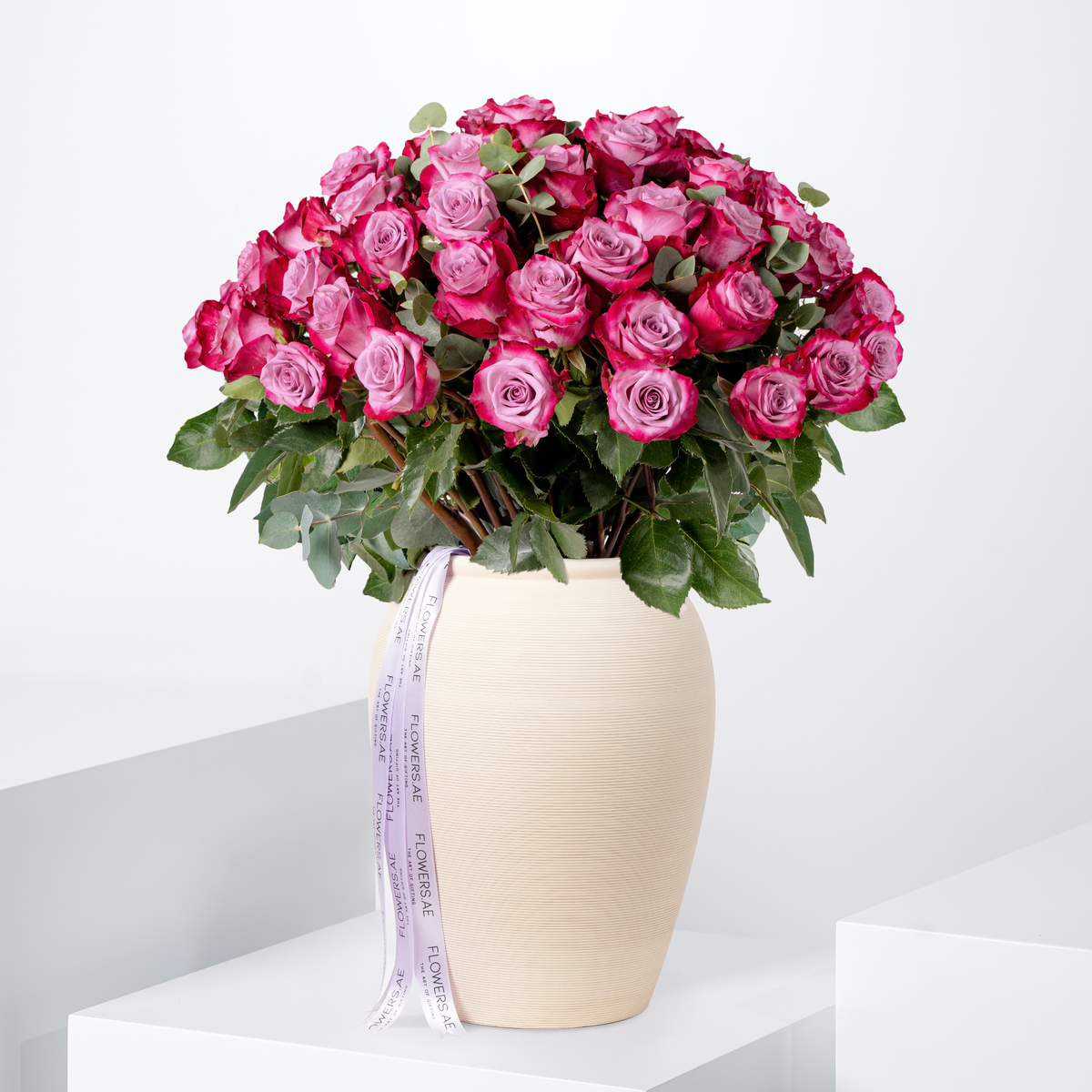 50 Purple Roses Vase