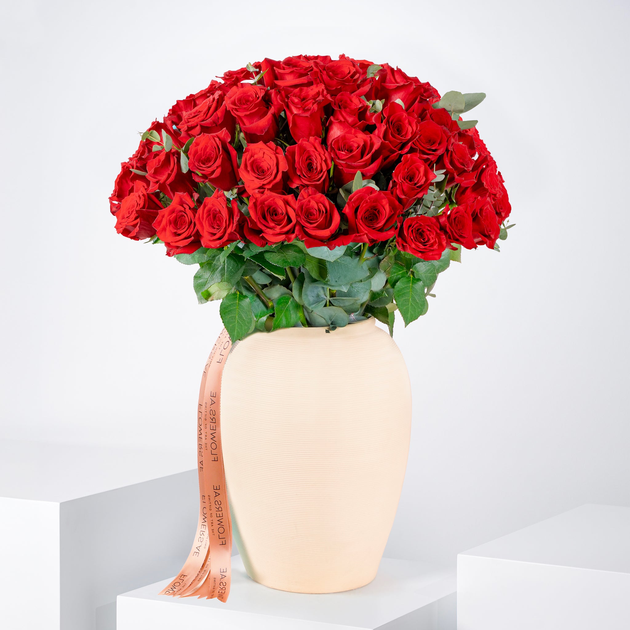 50 Red Roses Vase | Free Same-Day Delivery to all Emirates - Flowers.ae