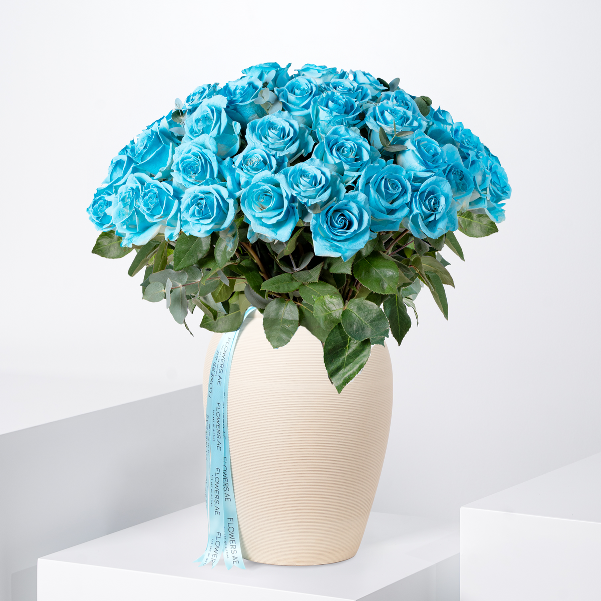 50 Tiffany Blue Roses Vase
