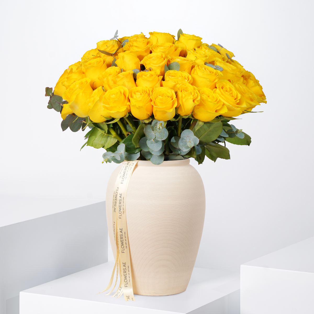 50 Yellow Roses Vase