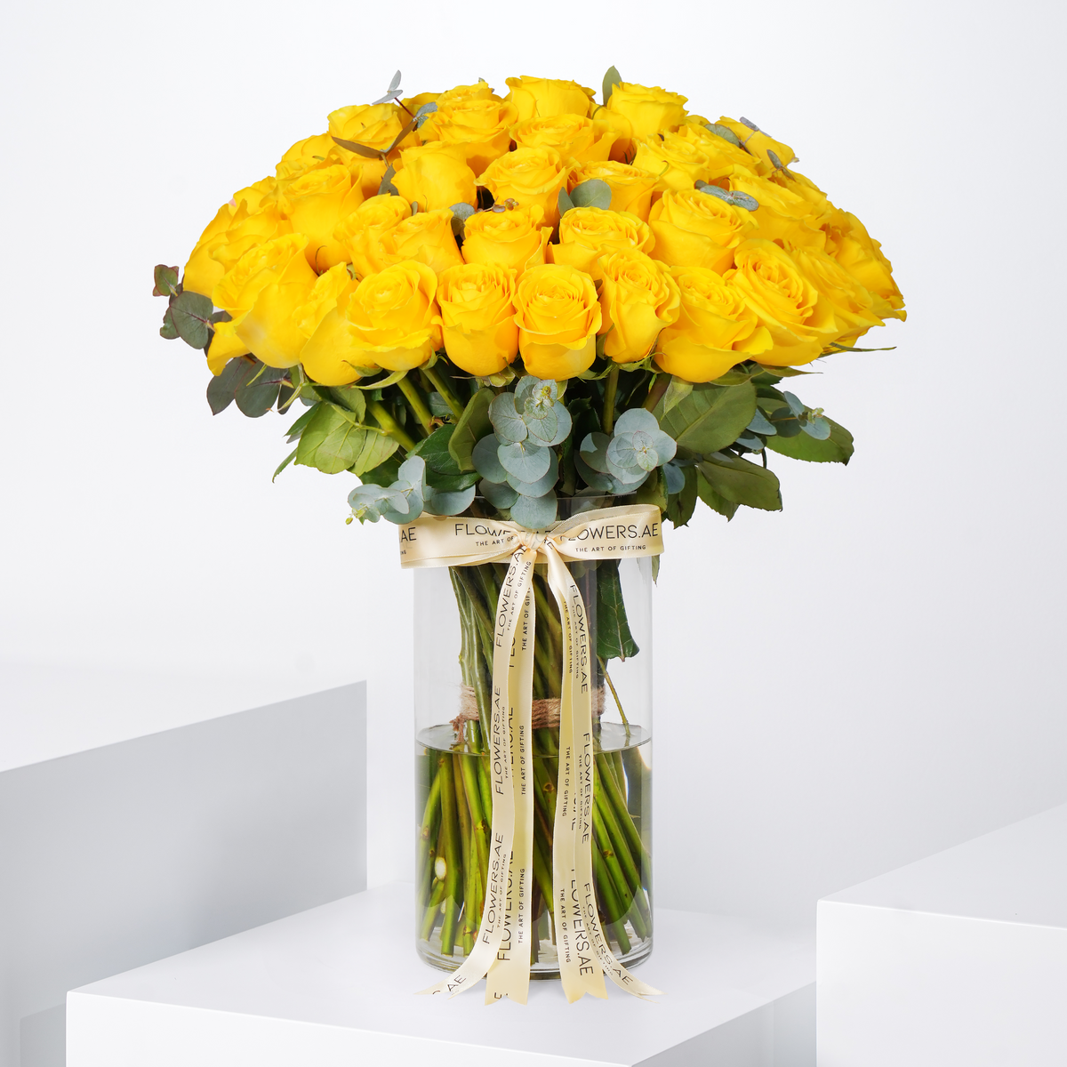 50 Yellow Roses Vase