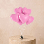 6 Pink Heart Balloon Set