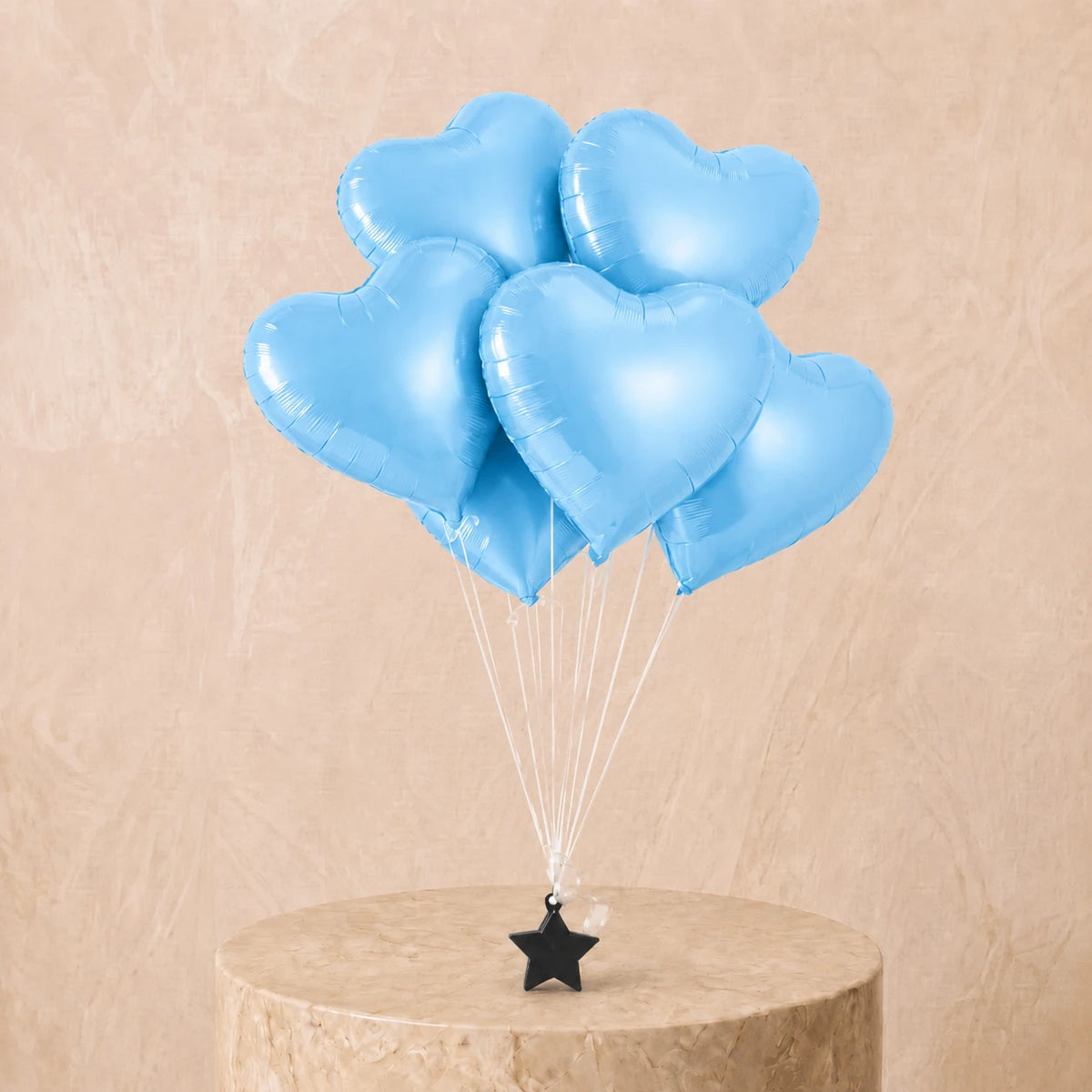 6 Light Blue Heart Balloon Set