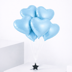 6 Light Blue Heart Balloon Set