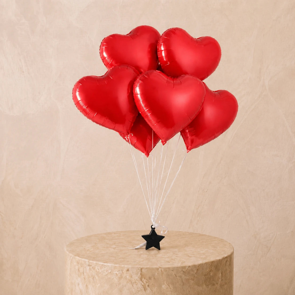 6 Red Heart Balloon Set
