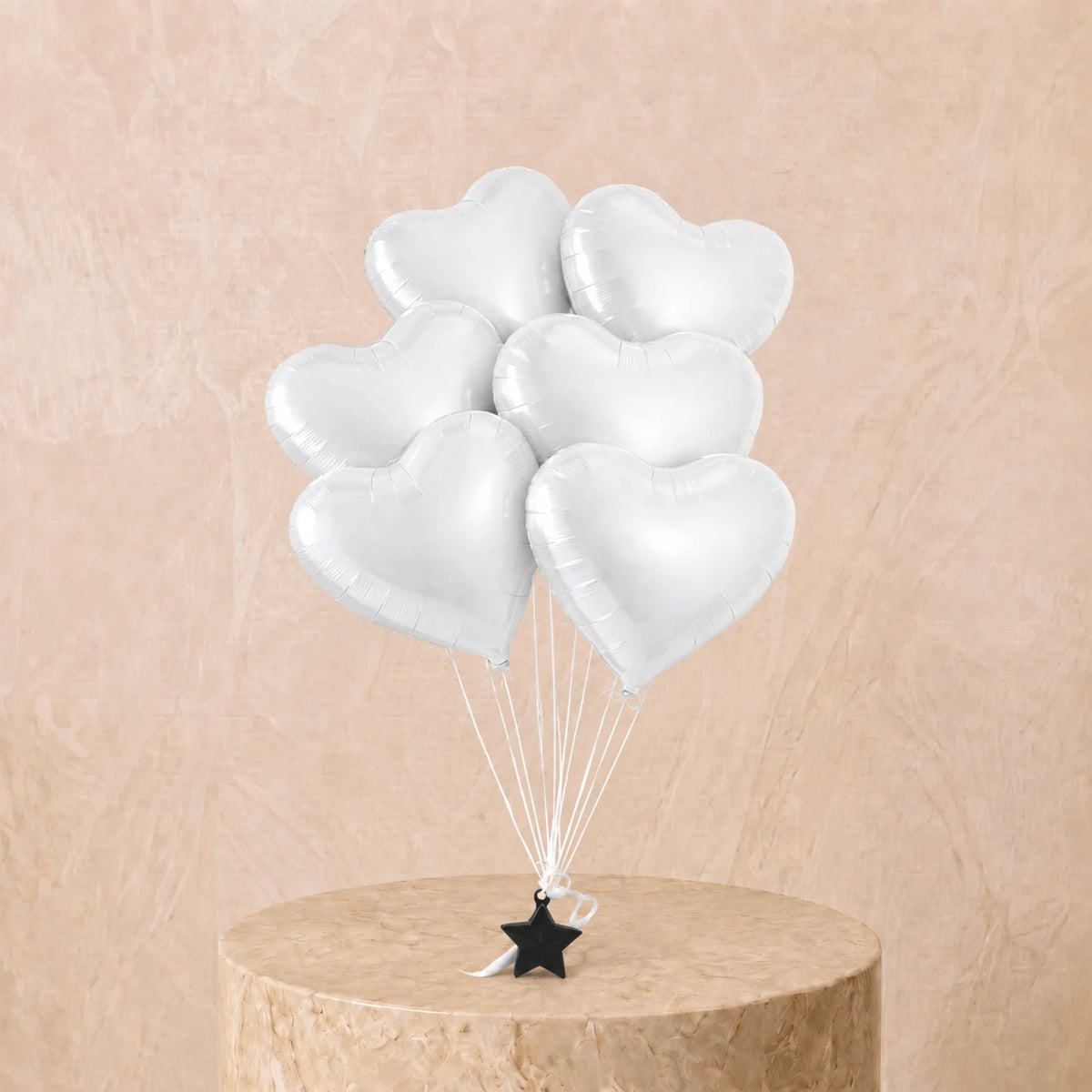 6 White Heart Balloon Set