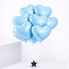 9 Light Blue Heart Balloon Set