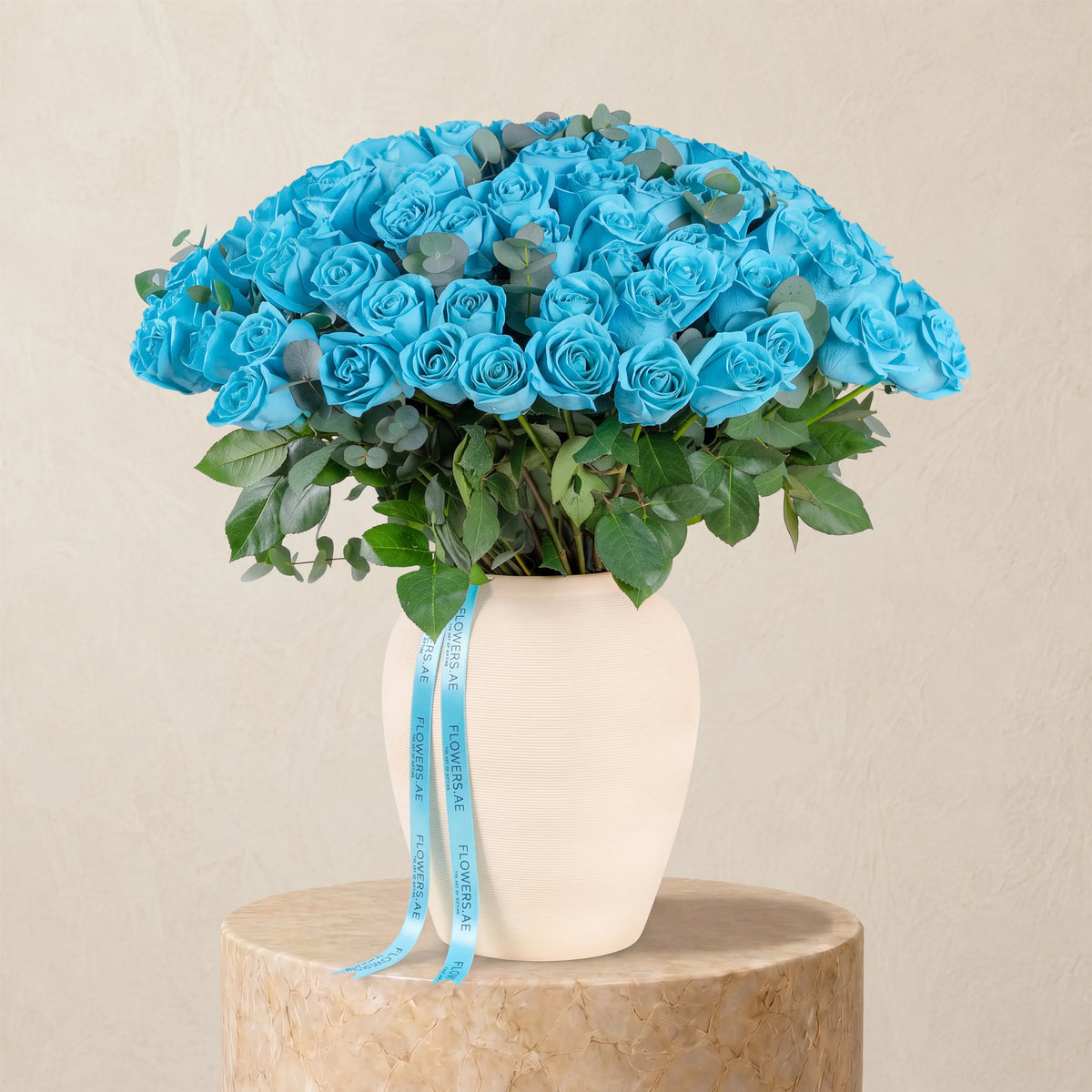 100 Tiffany Blue Roses Vase