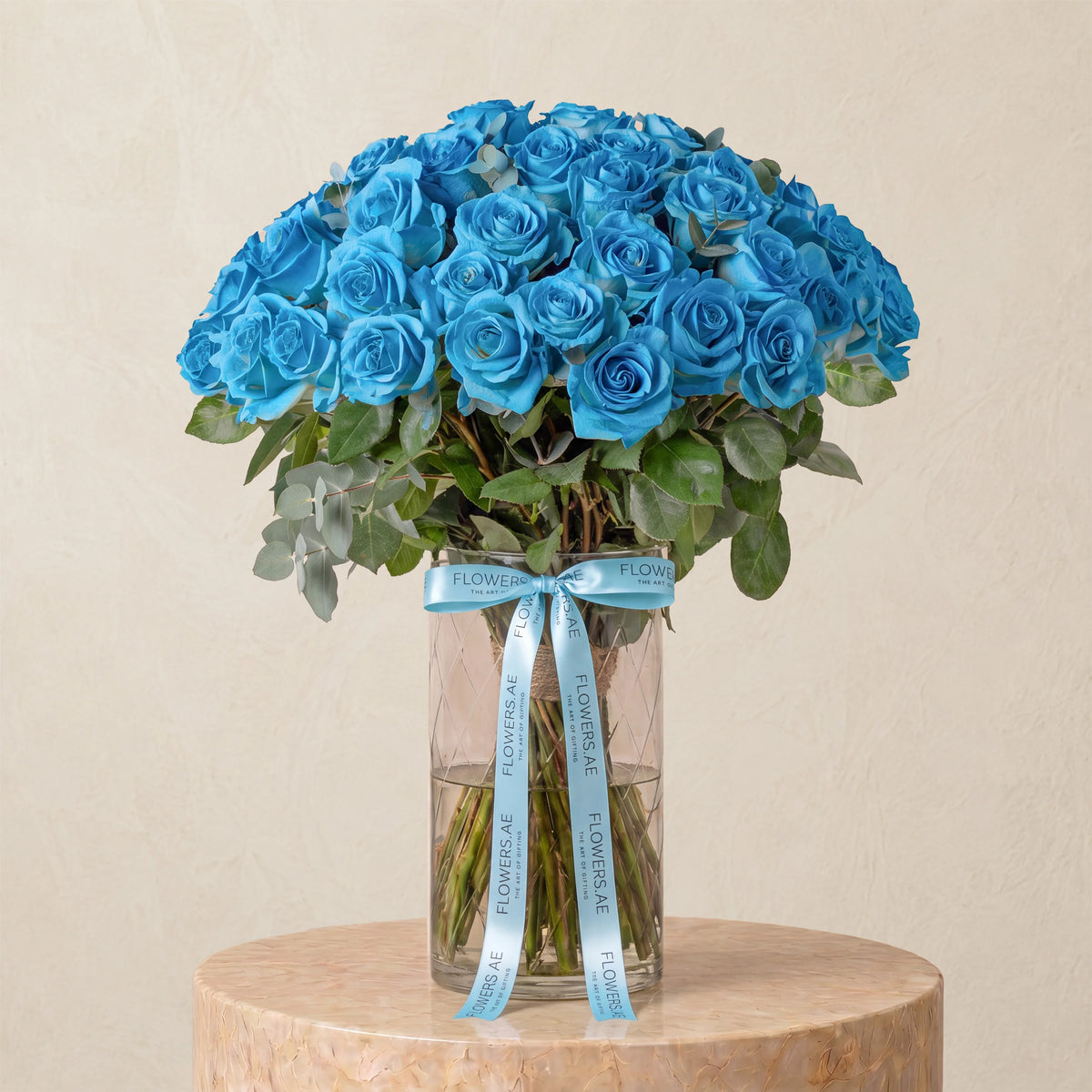 50 Tiffany Blue Roses Vase