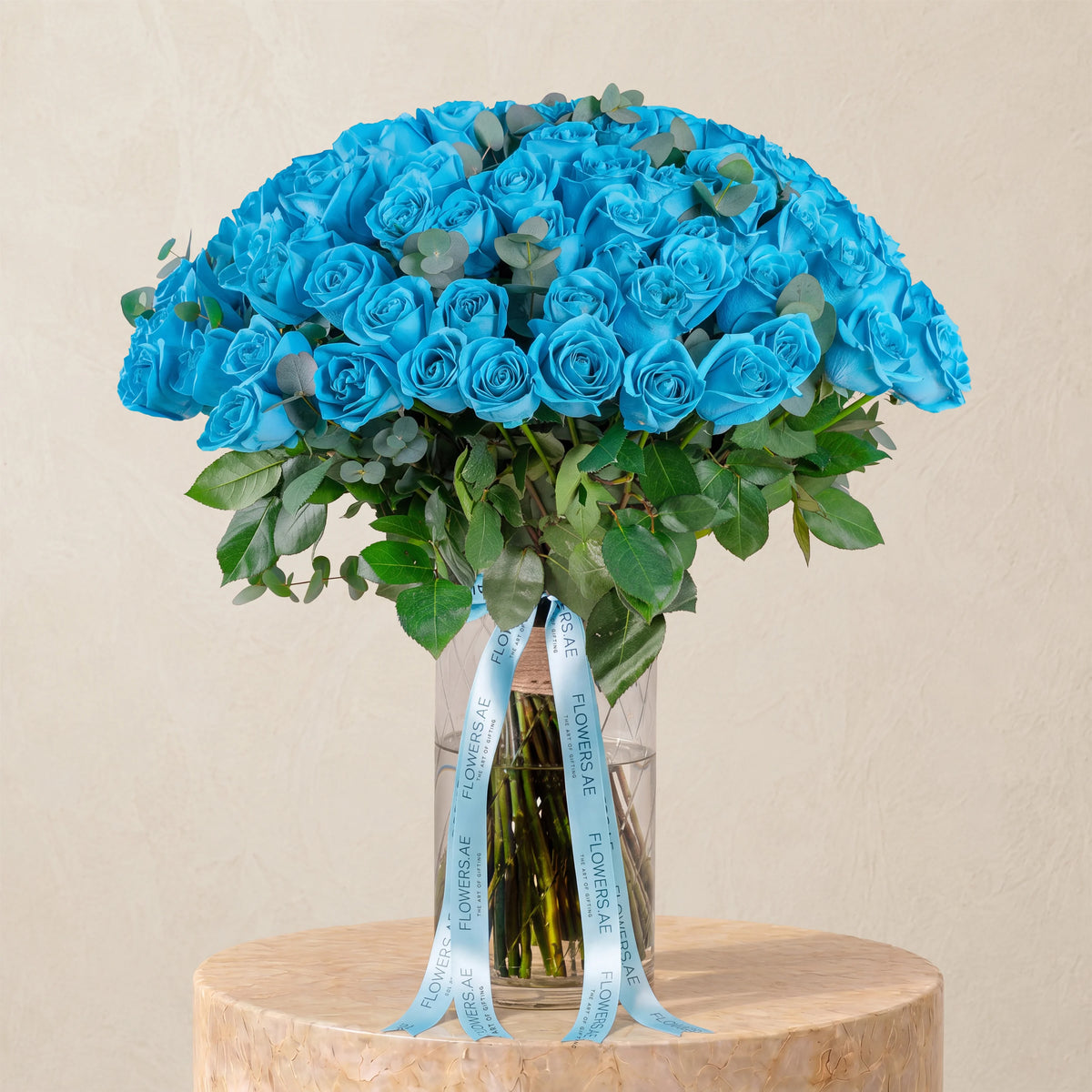 100 Tiffany Blue Roses Vase