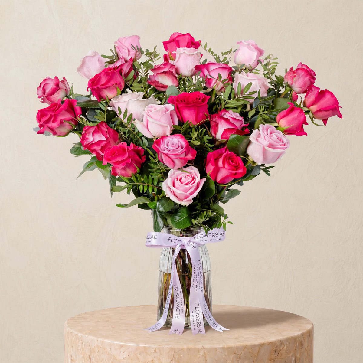25 Blush Roses Vase