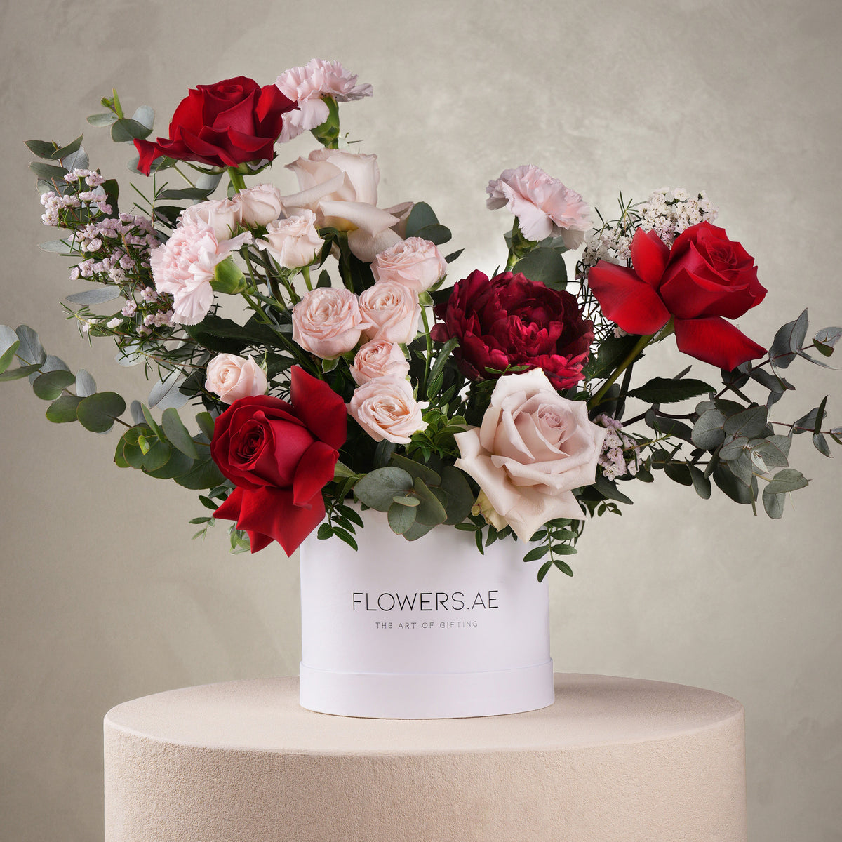 Petite Burgundy Peony Hatbox