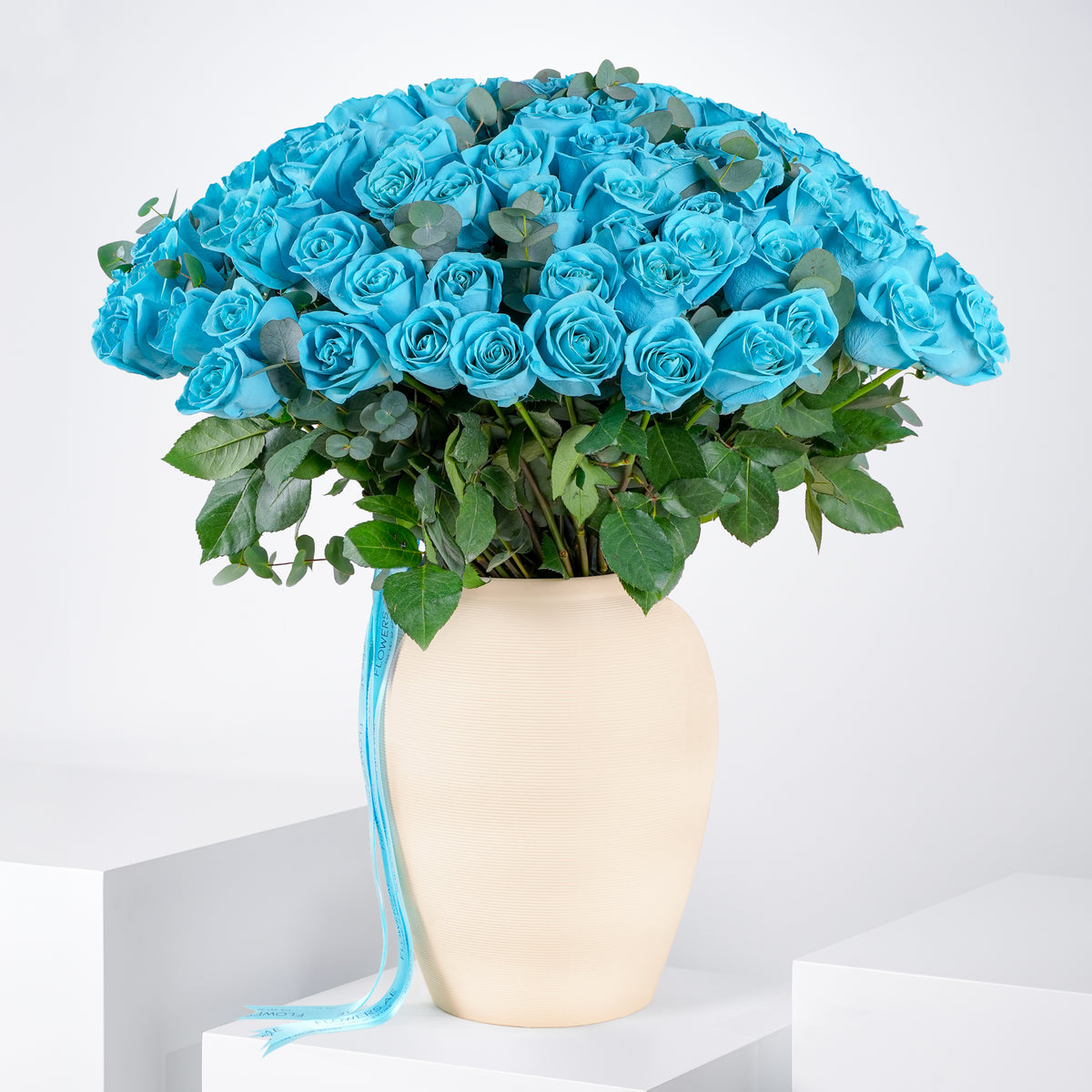 100 Tiffany Blue Roses Vase