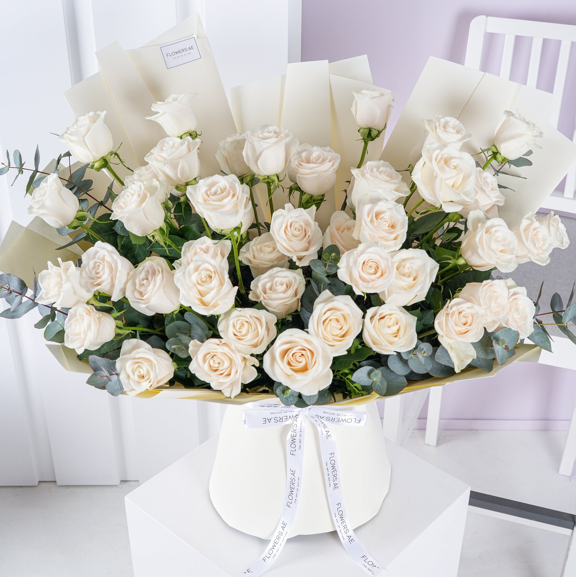 50 White Roses - Free Same-Day Delivery to all Emirates - Flowers.ae