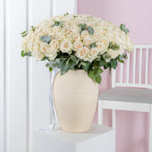 200 White Roses - Vase