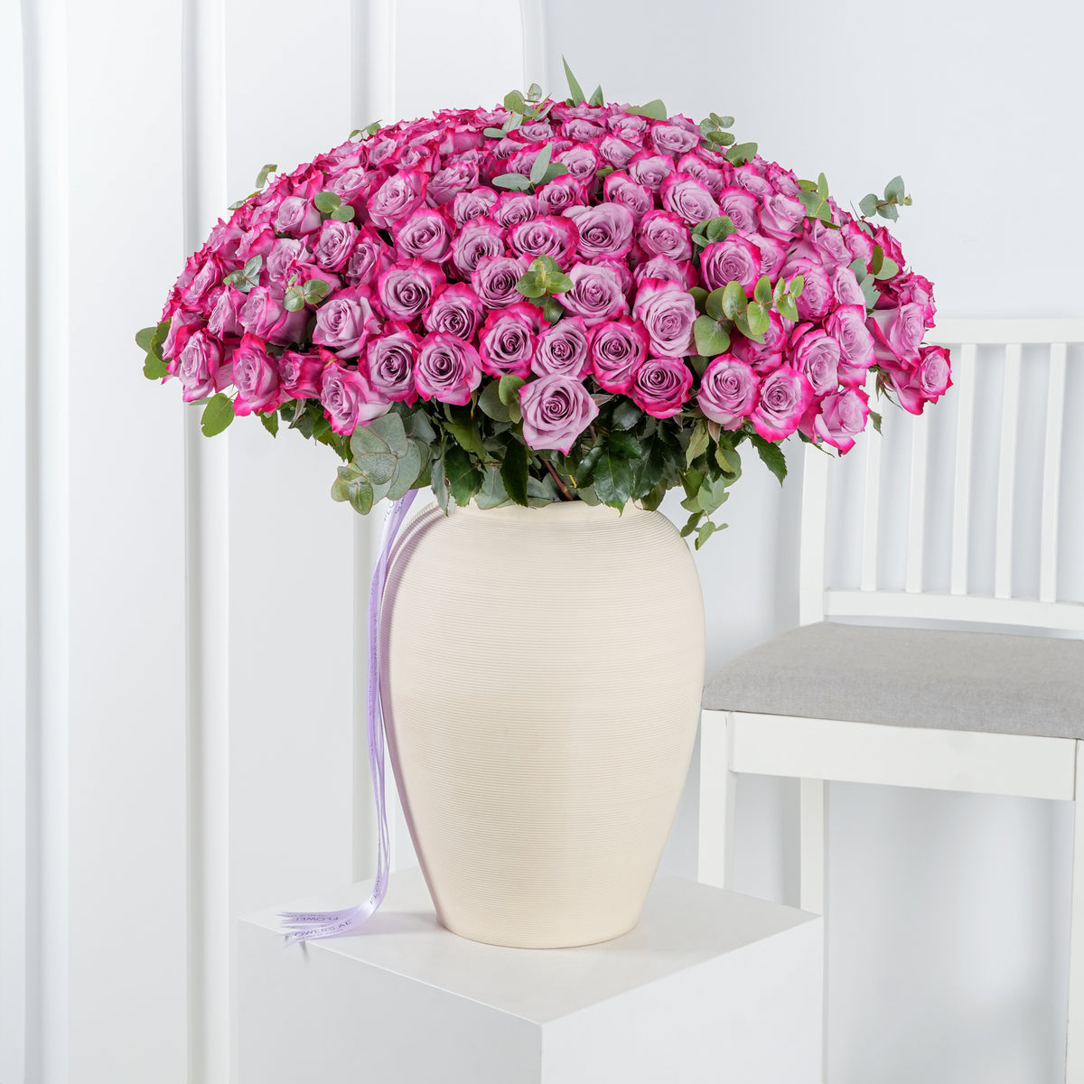 200 Purple Roses  Vase
