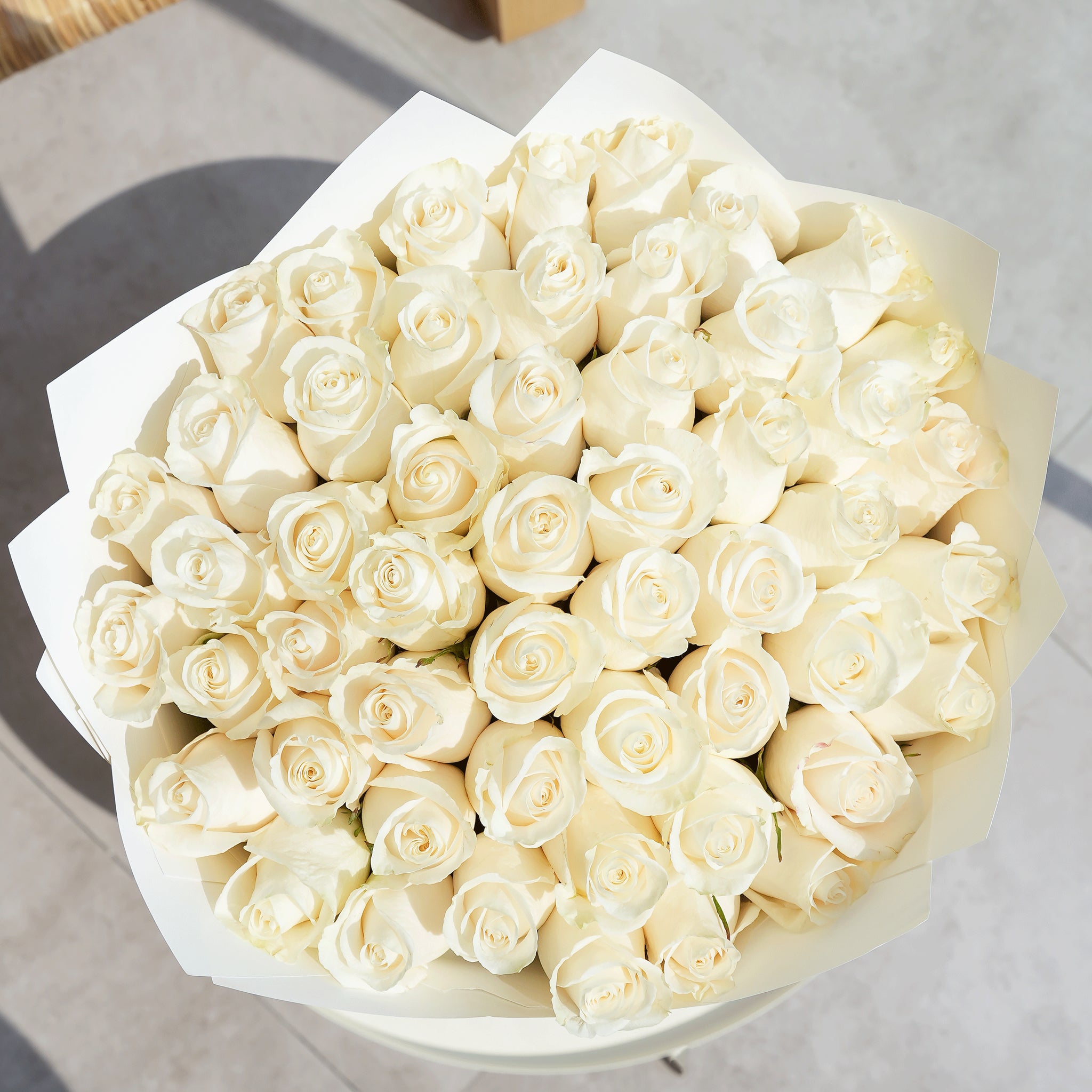 50 White Roses | Free Same-Day Delivery to all Emirates - Flowers.ae