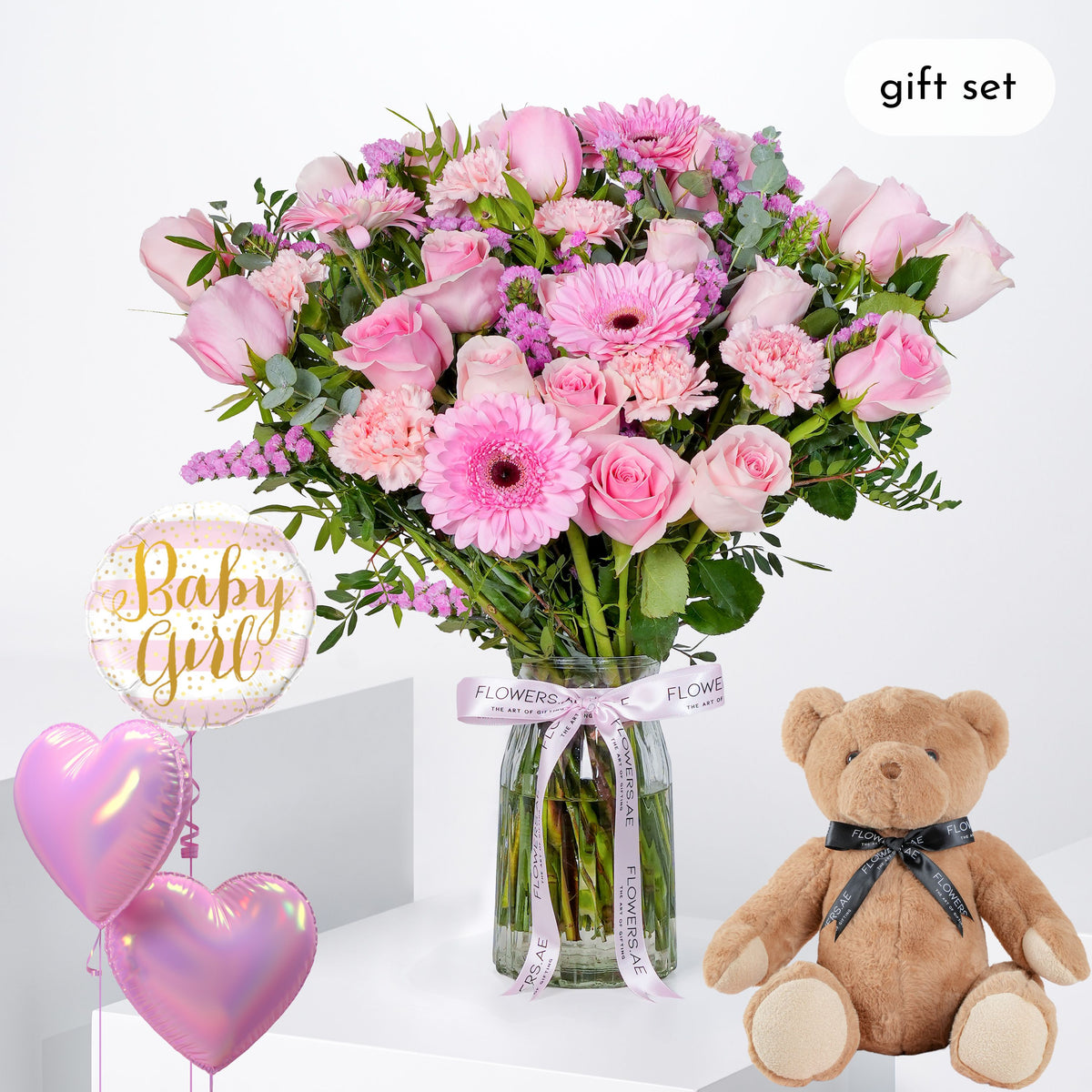 Baby Pink Perfection Glass Vase (Gift Set)