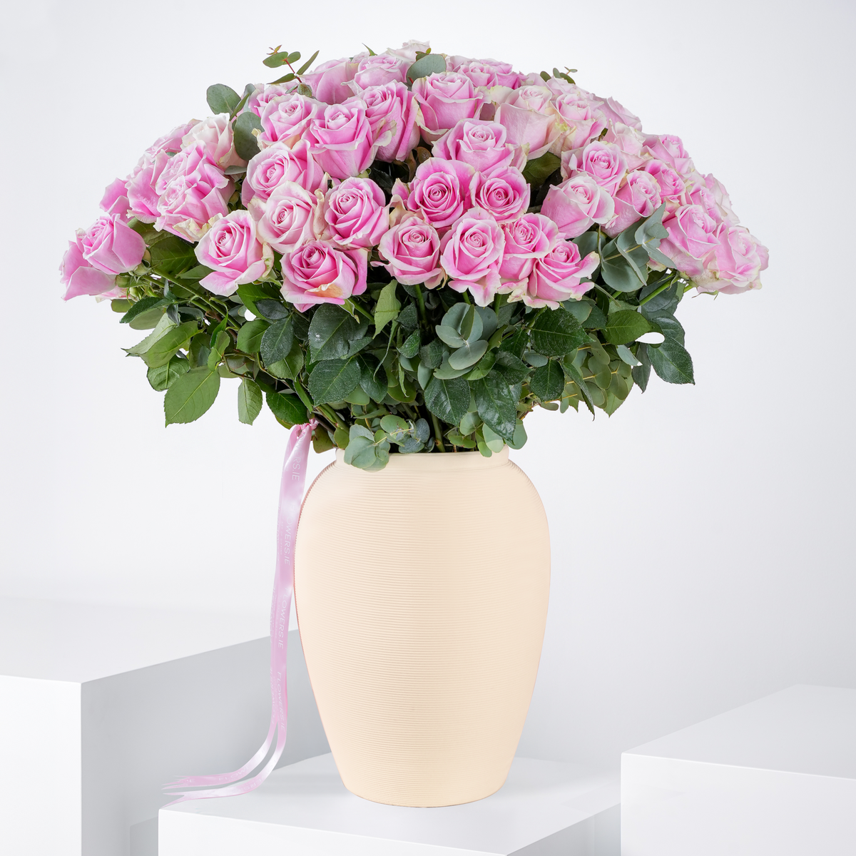 100 Pink Roses Vase