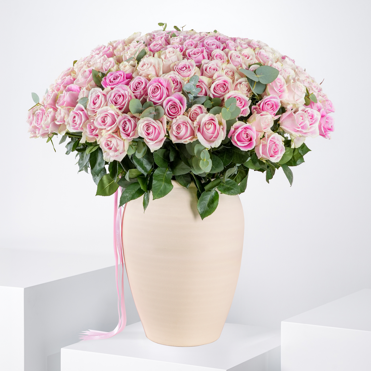 200 Pink Roses  Vase