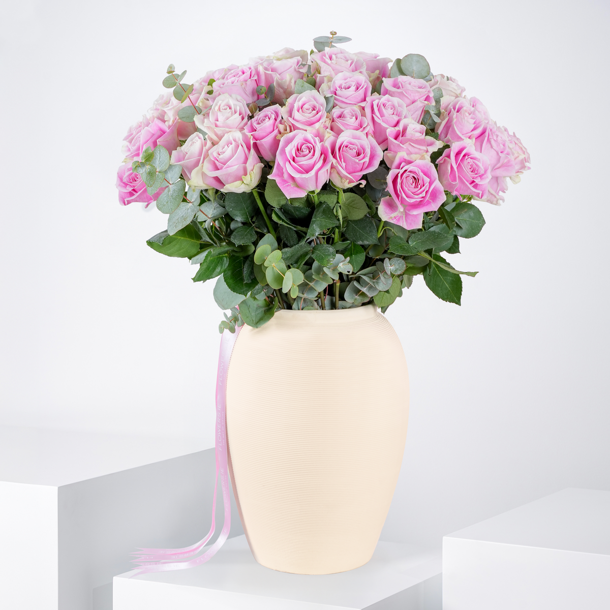 Anniversary 50 Pink Roses  Vase