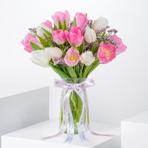 Pink And White Tulips Vase
