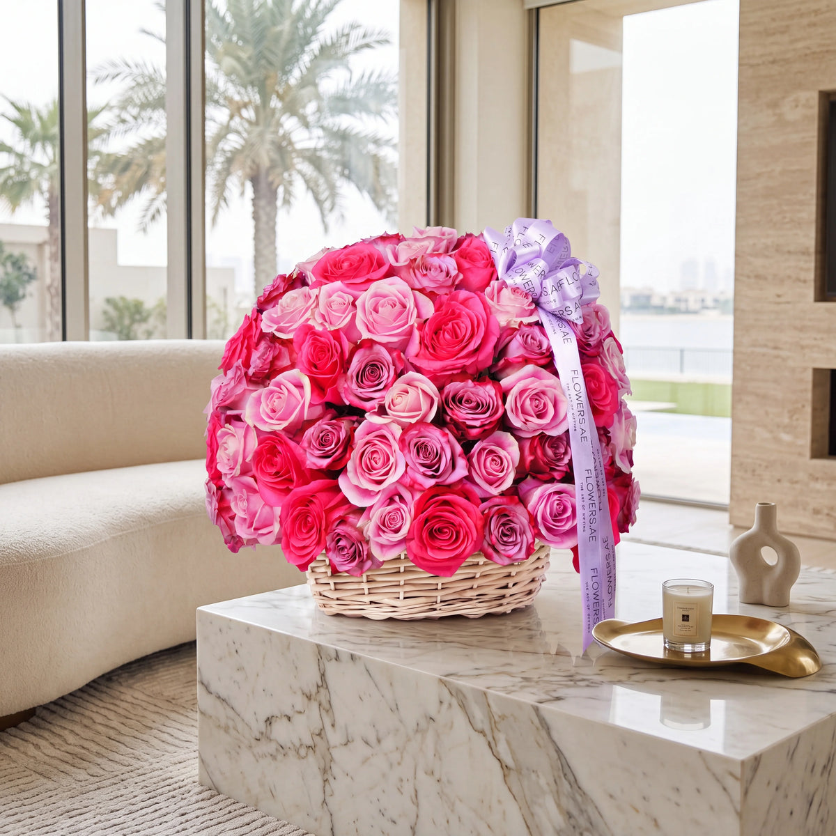 100 Blush Roses Basket