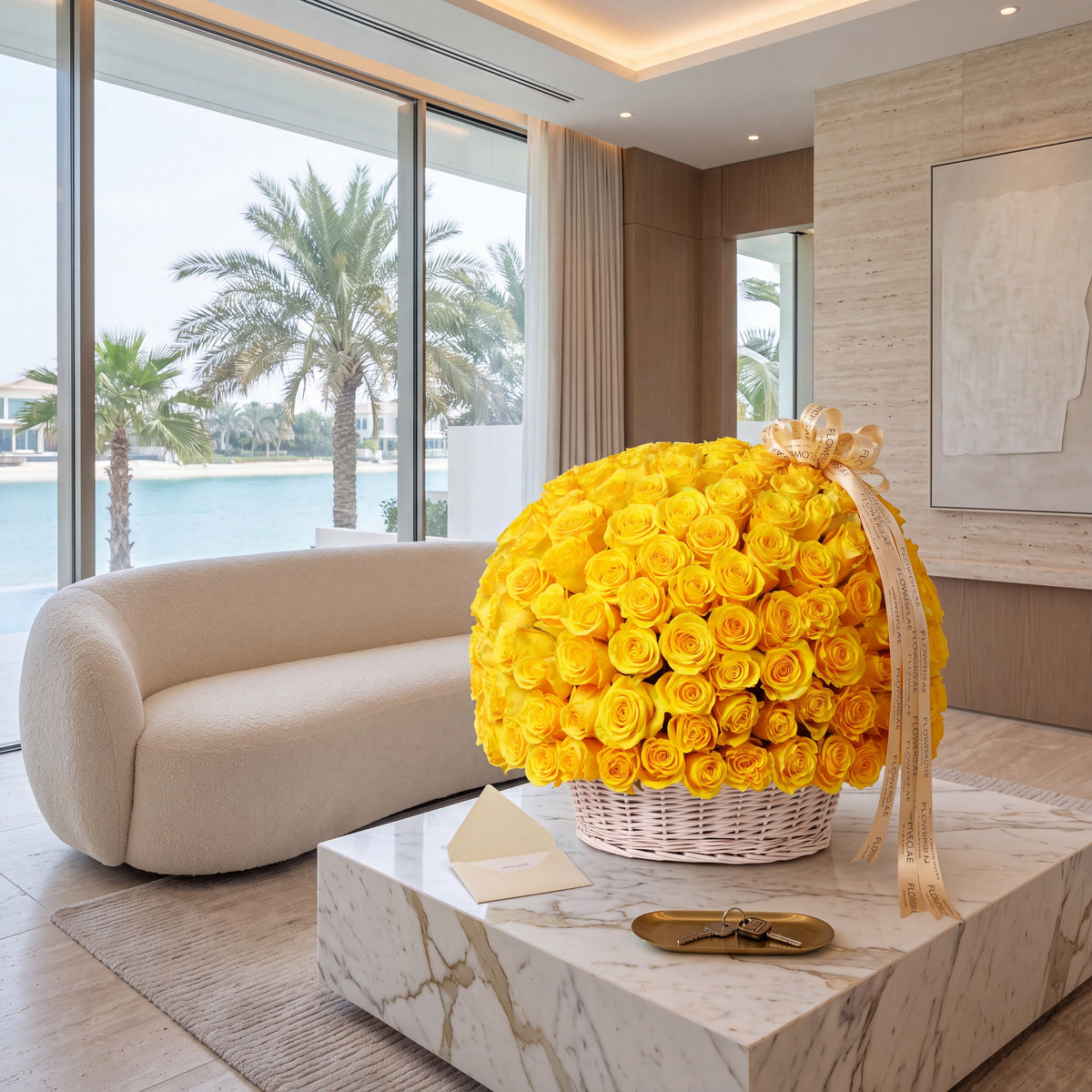 200 Yellow Roses Basket