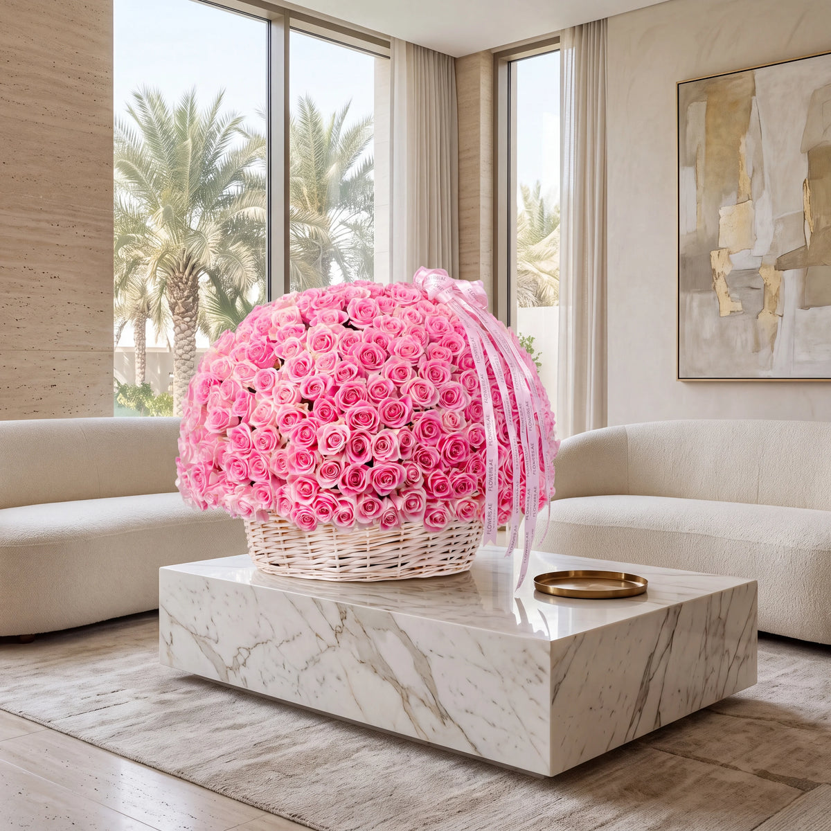 500 Pink Roses Basket