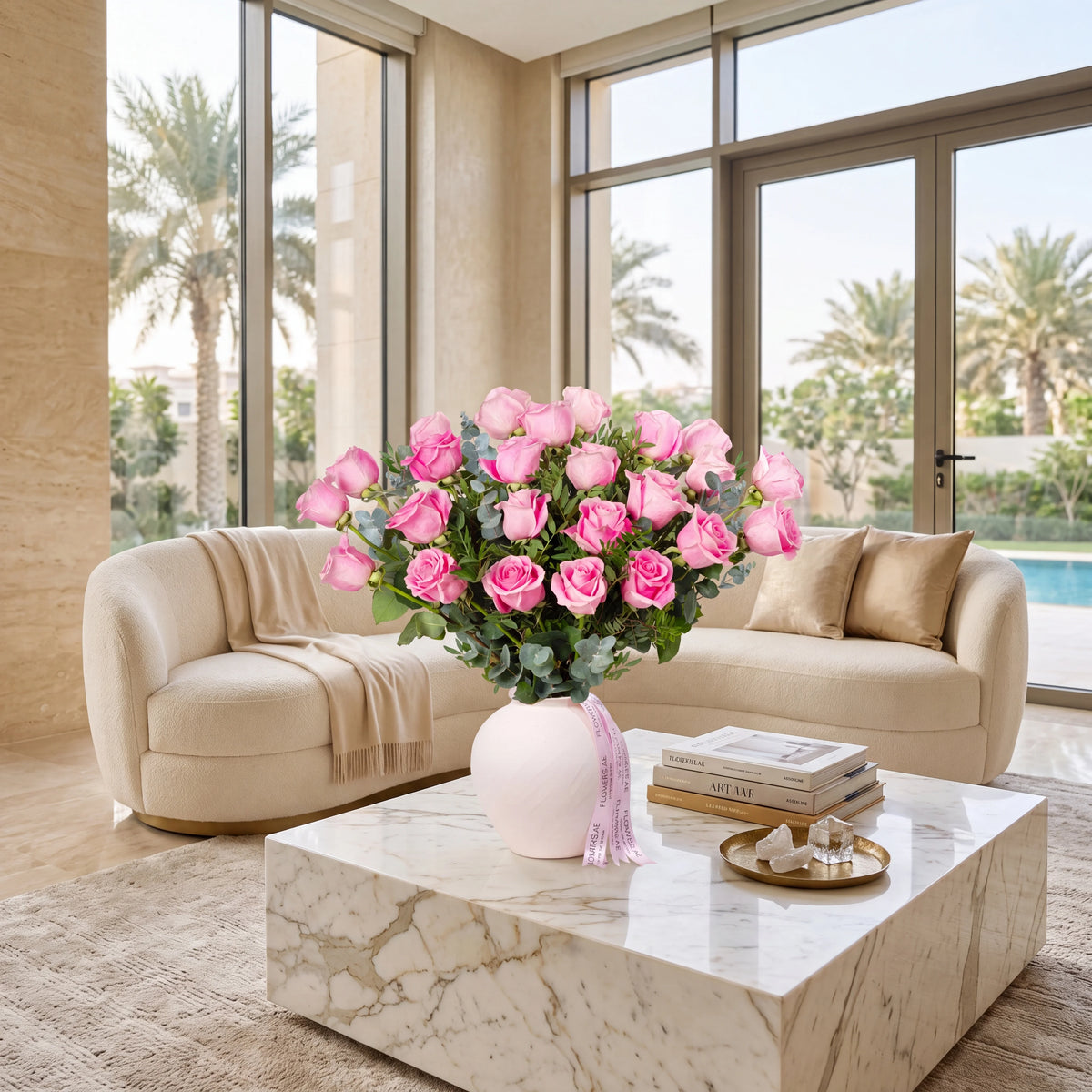 25 Pink Roses Vase