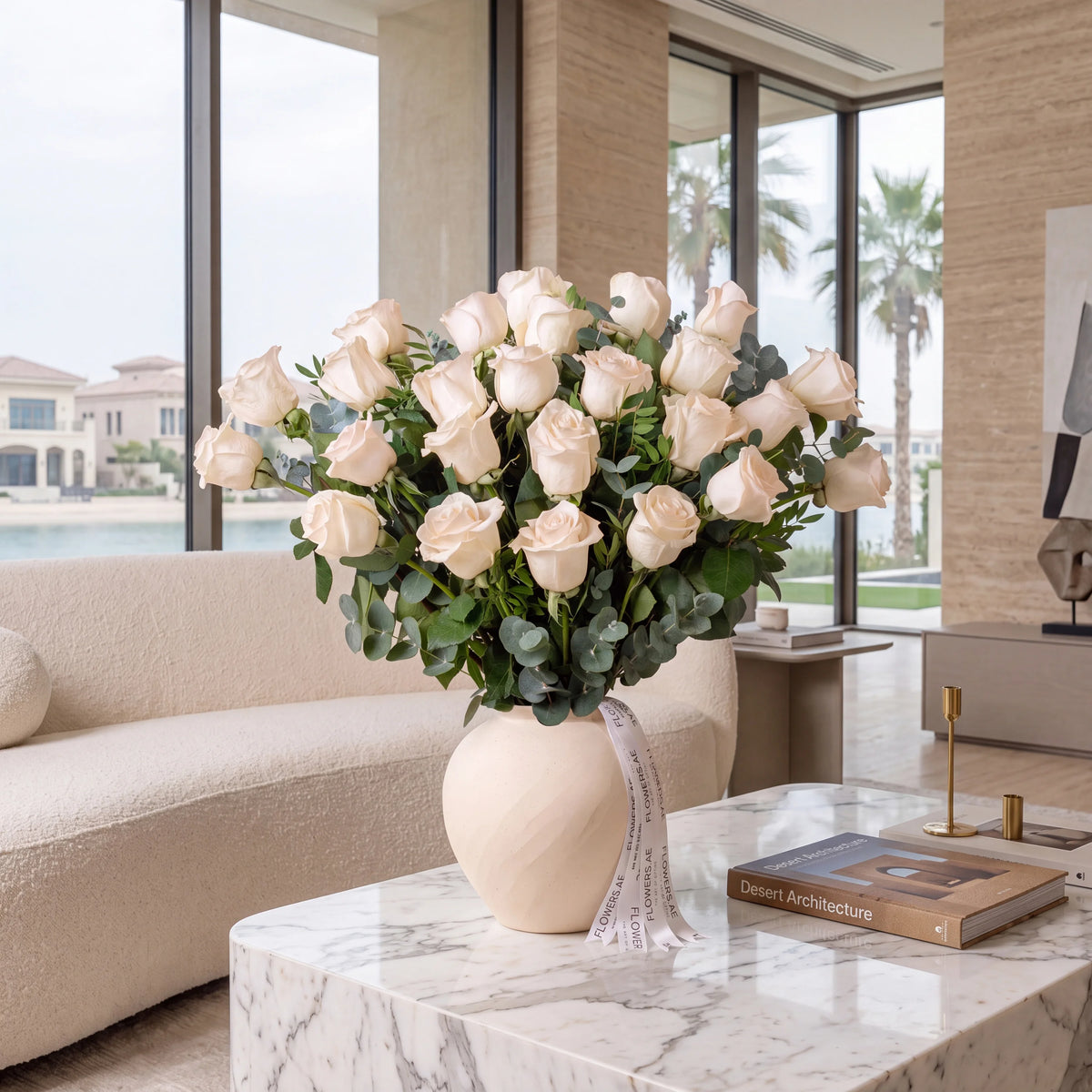 25 White Roses Vase