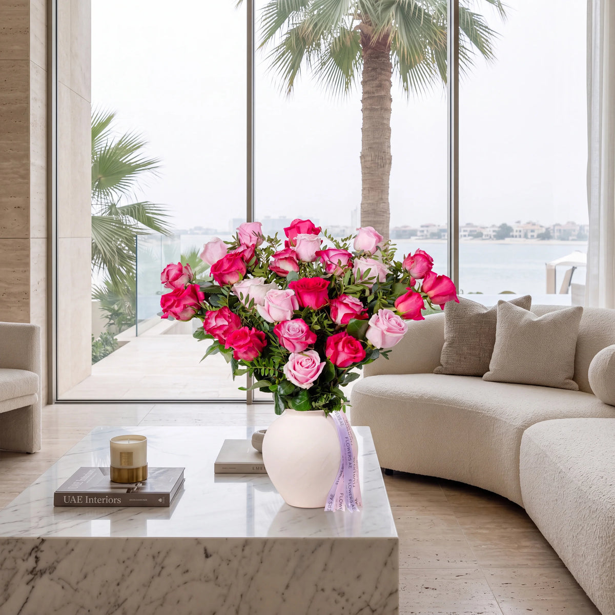 25 Blush Roses Vase
