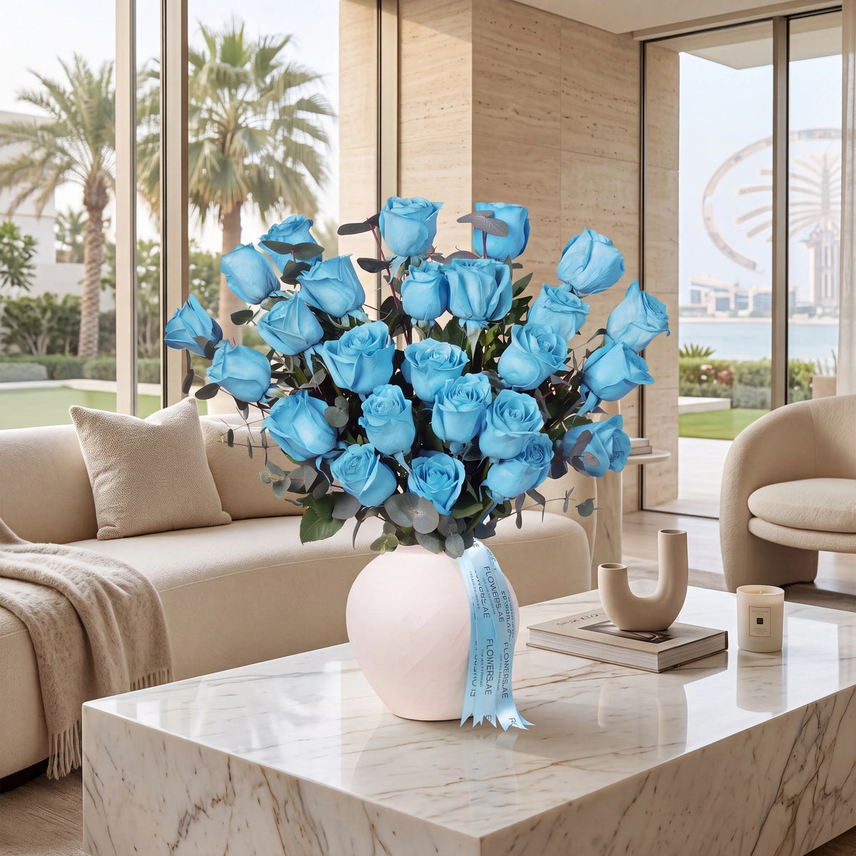 25 Tiffany Blue Roses Vase