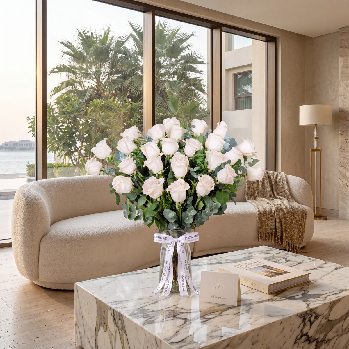 25 White Roses Vase